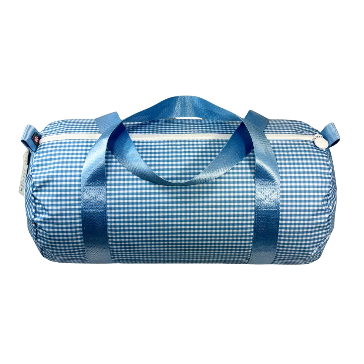 Water Resistant Medium Duffle Bag - Baby Blue Gingham