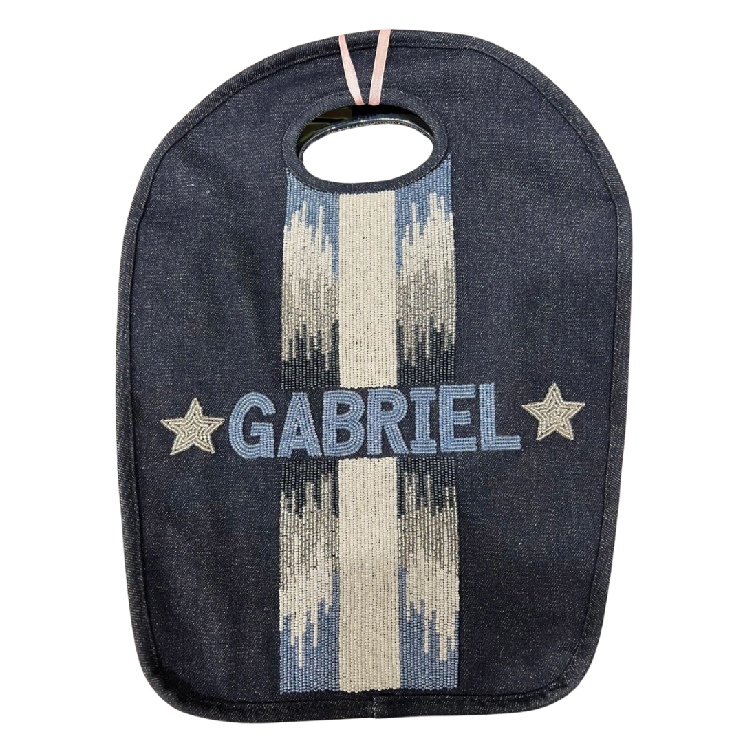 Beaded Keyhole Bag - Camo Stripe & Stars Blue