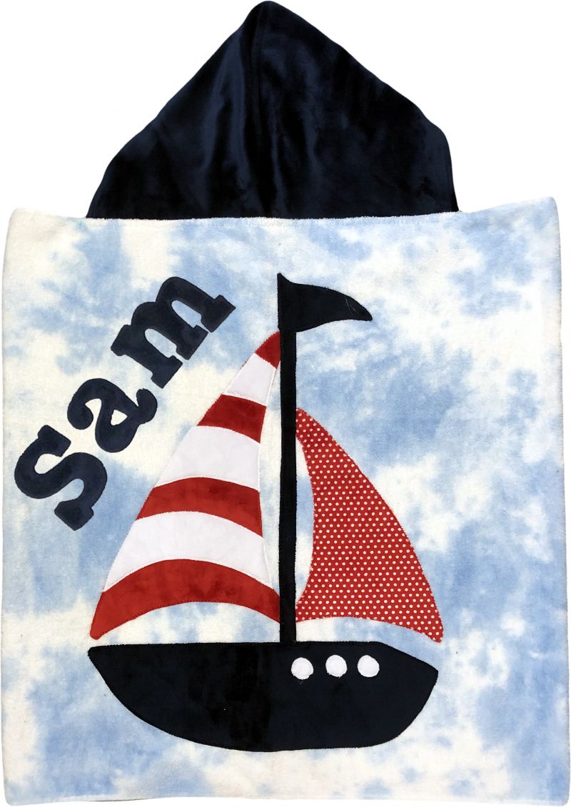 Sail Away Patriotic Plush Minky Hooded Towel