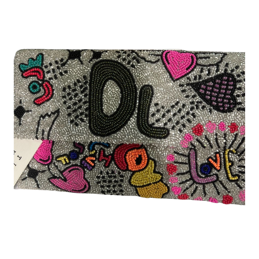 Beaded Clutch - Street Art Silver