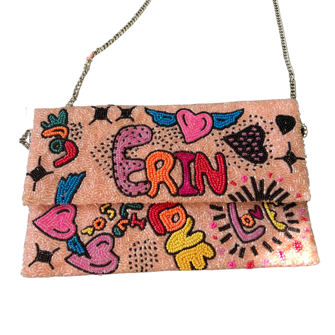 Beaded Clutch - Street Art Pink