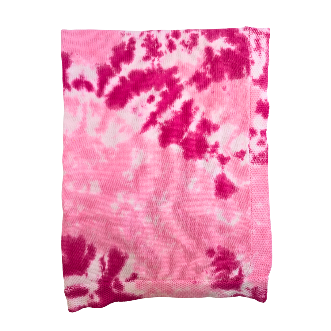 Cotton Knit Tie Dye Blanket Pink