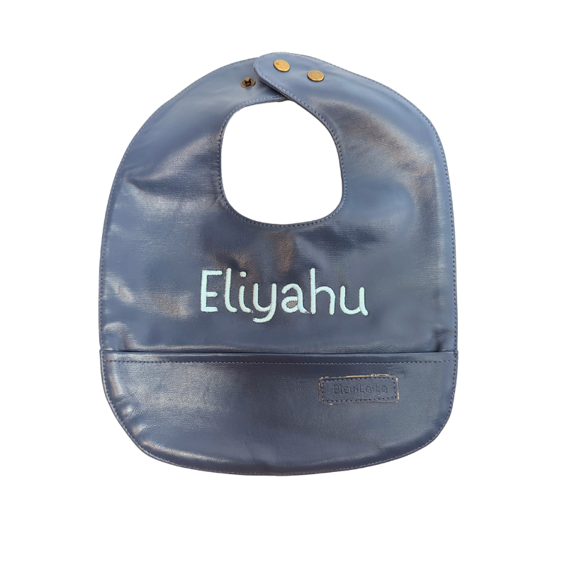 Vegan Leather Easy Clean Bib - Steel Blue