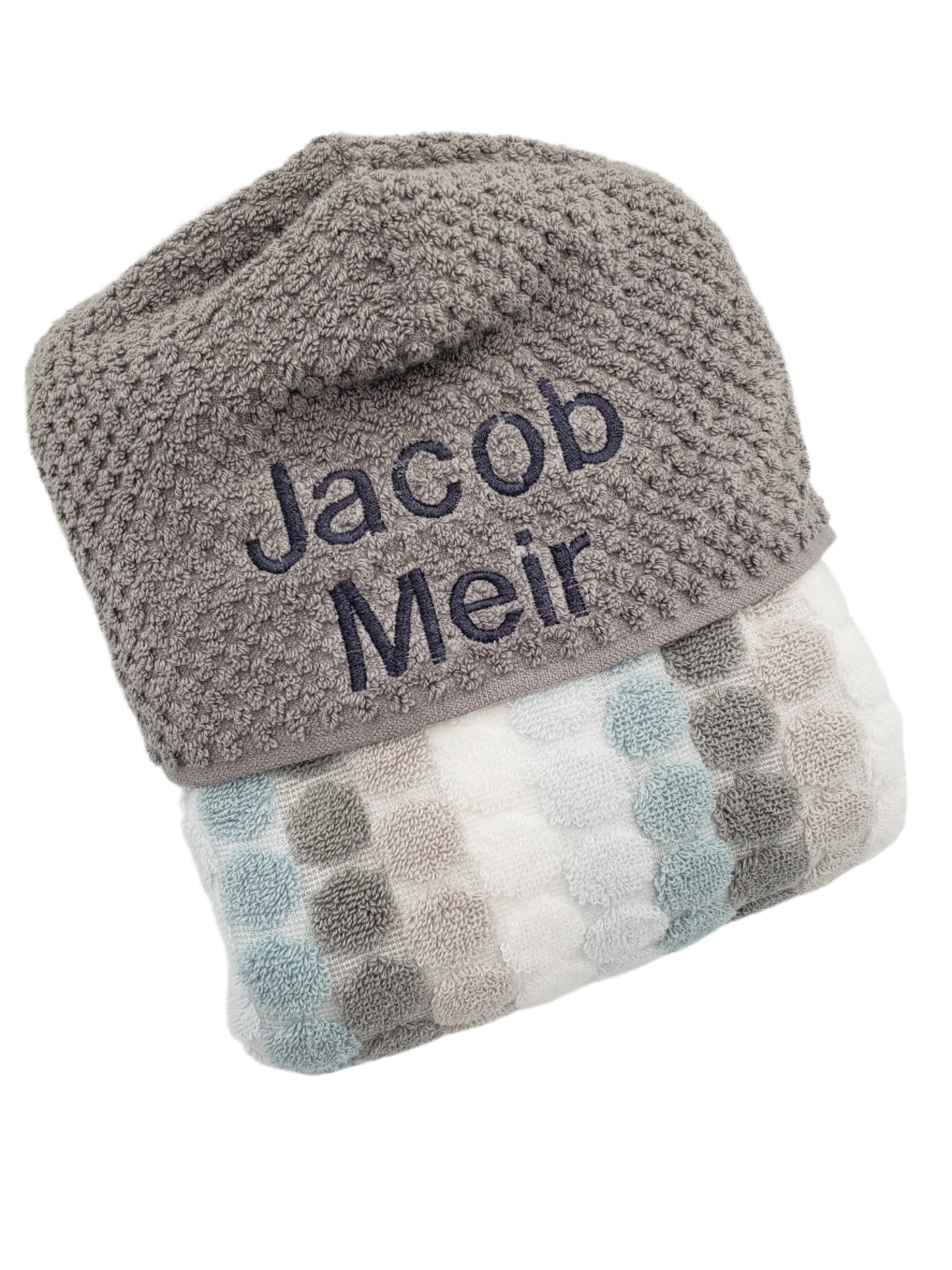 Hooded Towel - Blue/Grey Circle Mosaic