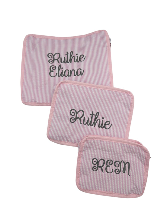 Packing Cubes - Pink Seersucker