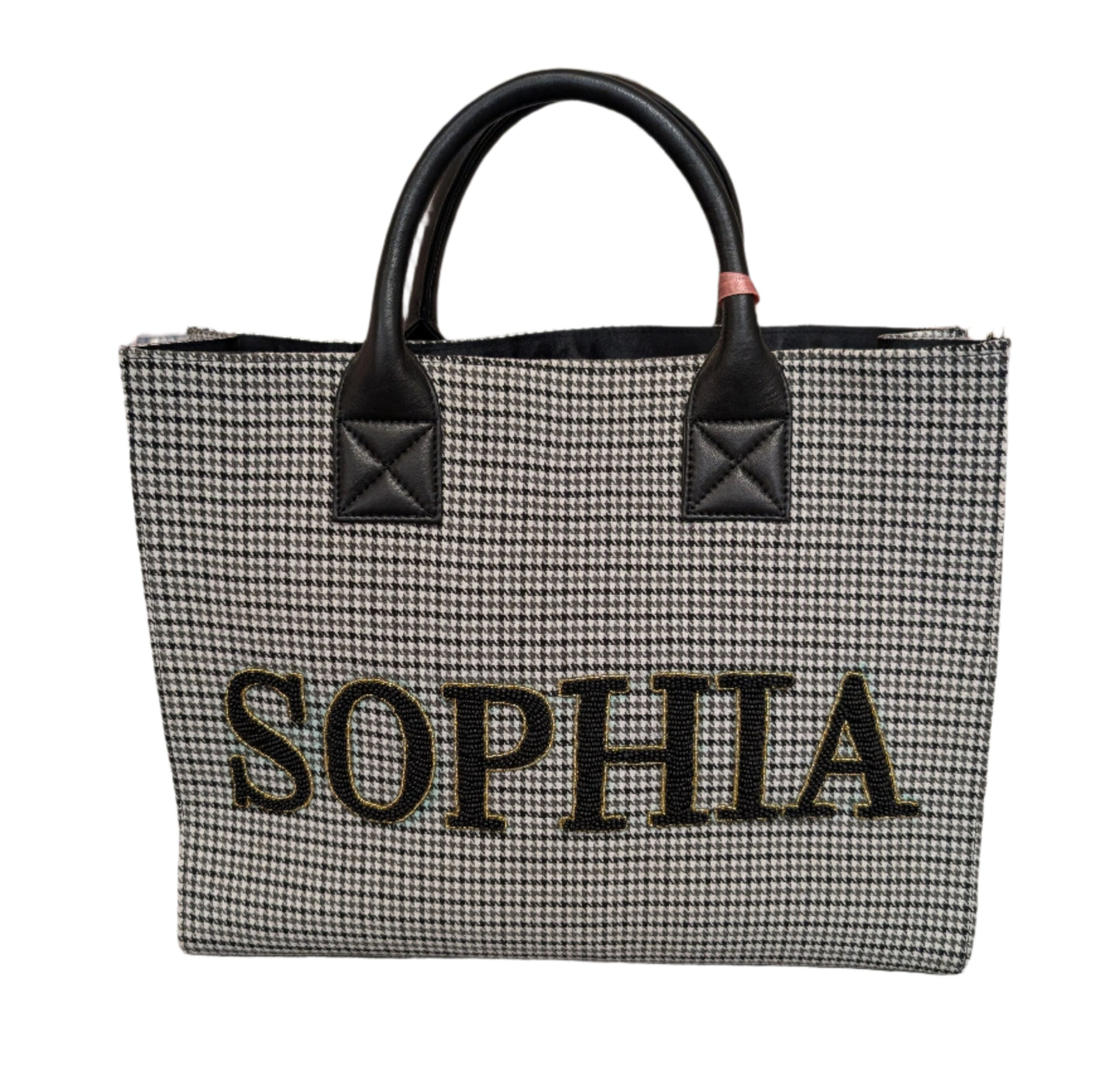 Beaded Tote - Houndstooth