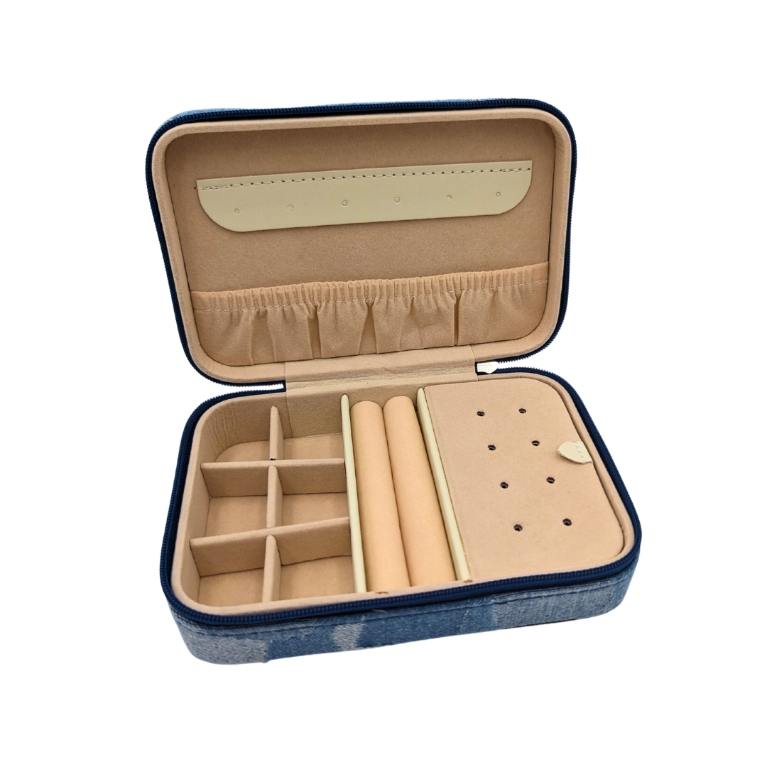 Small Jewelry Box - Patch Denim with Smile