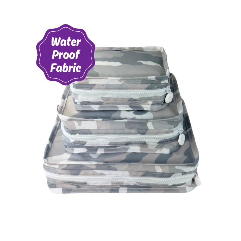 Water Resistant Packing Cubes - Grey Camo