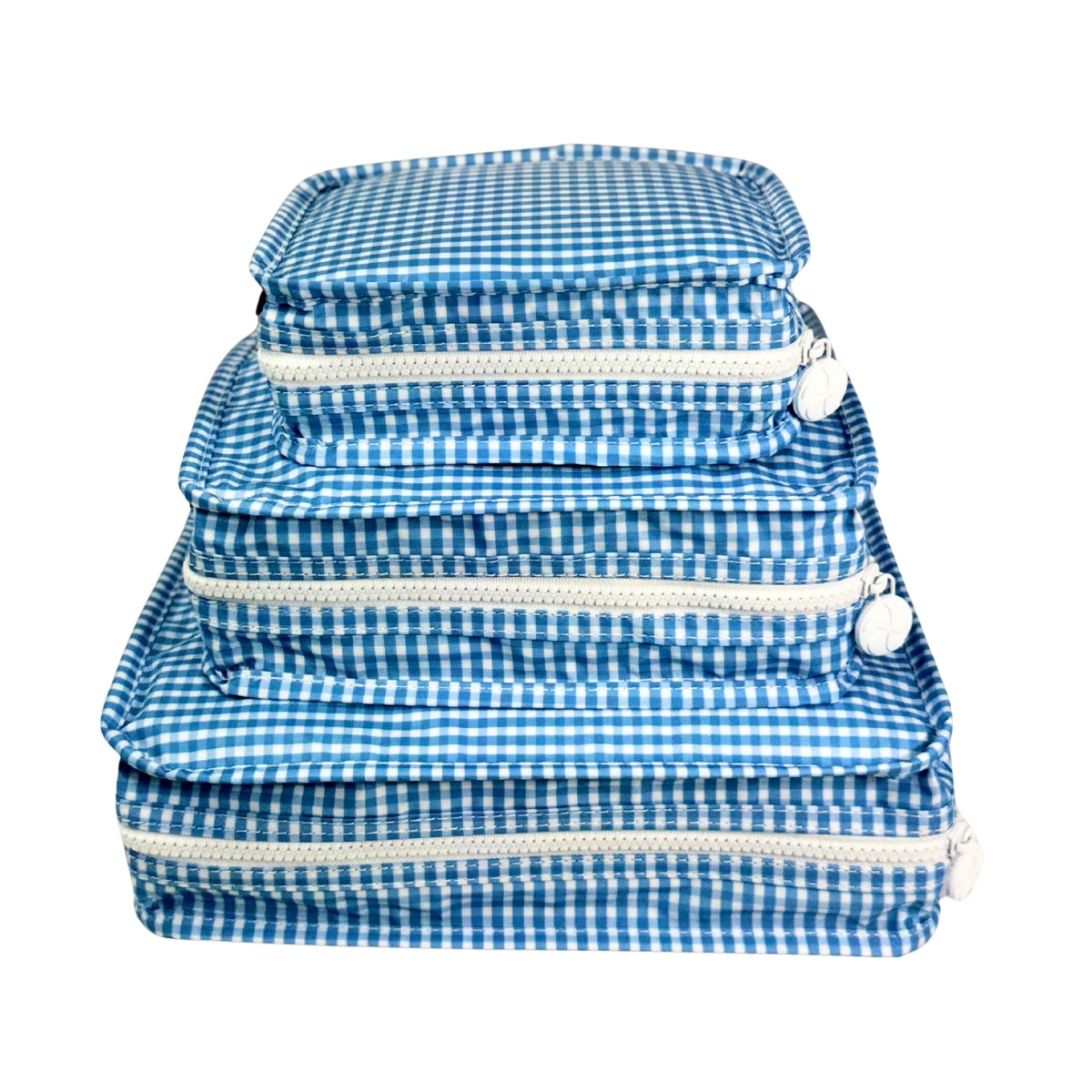 Water Resistant Packing Cubes - Baby Blue Gingham