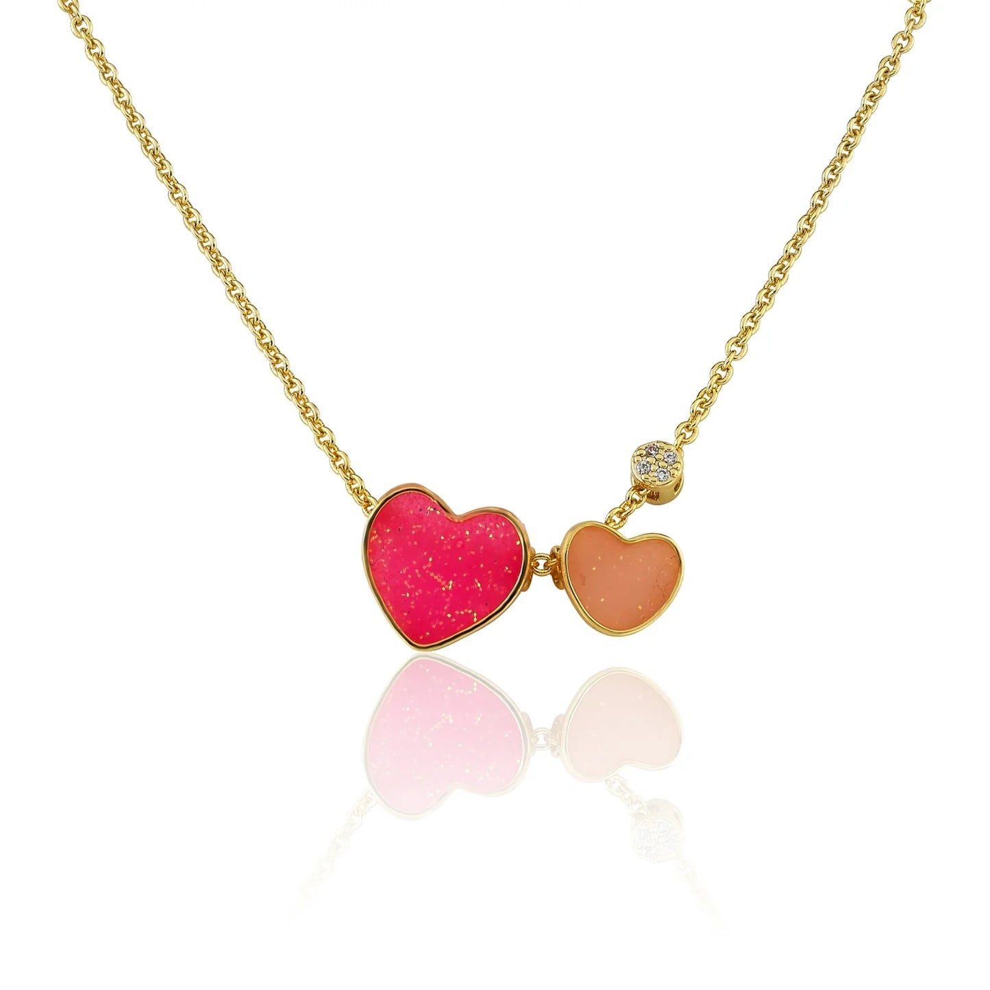 Necklace - Transparent Double Heart