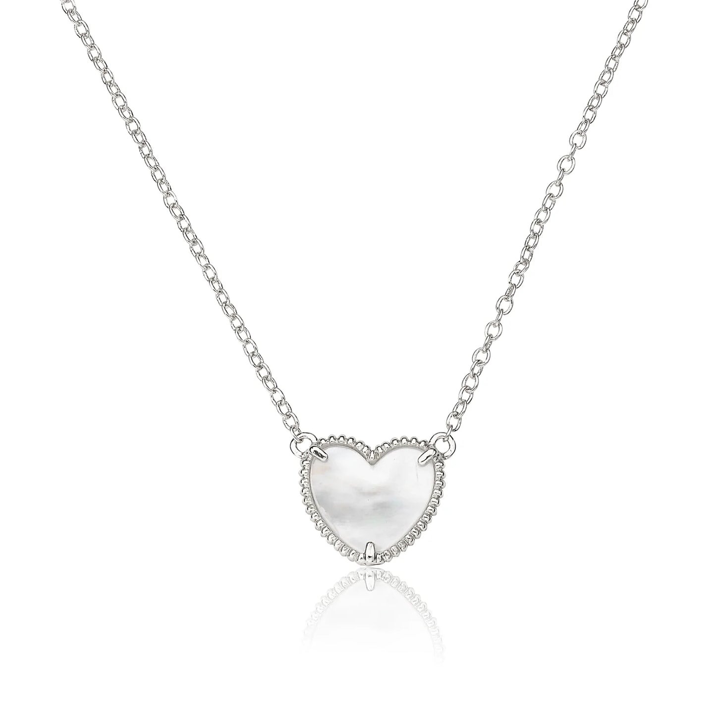 Necklace - Mother of Pearl Heart Silver