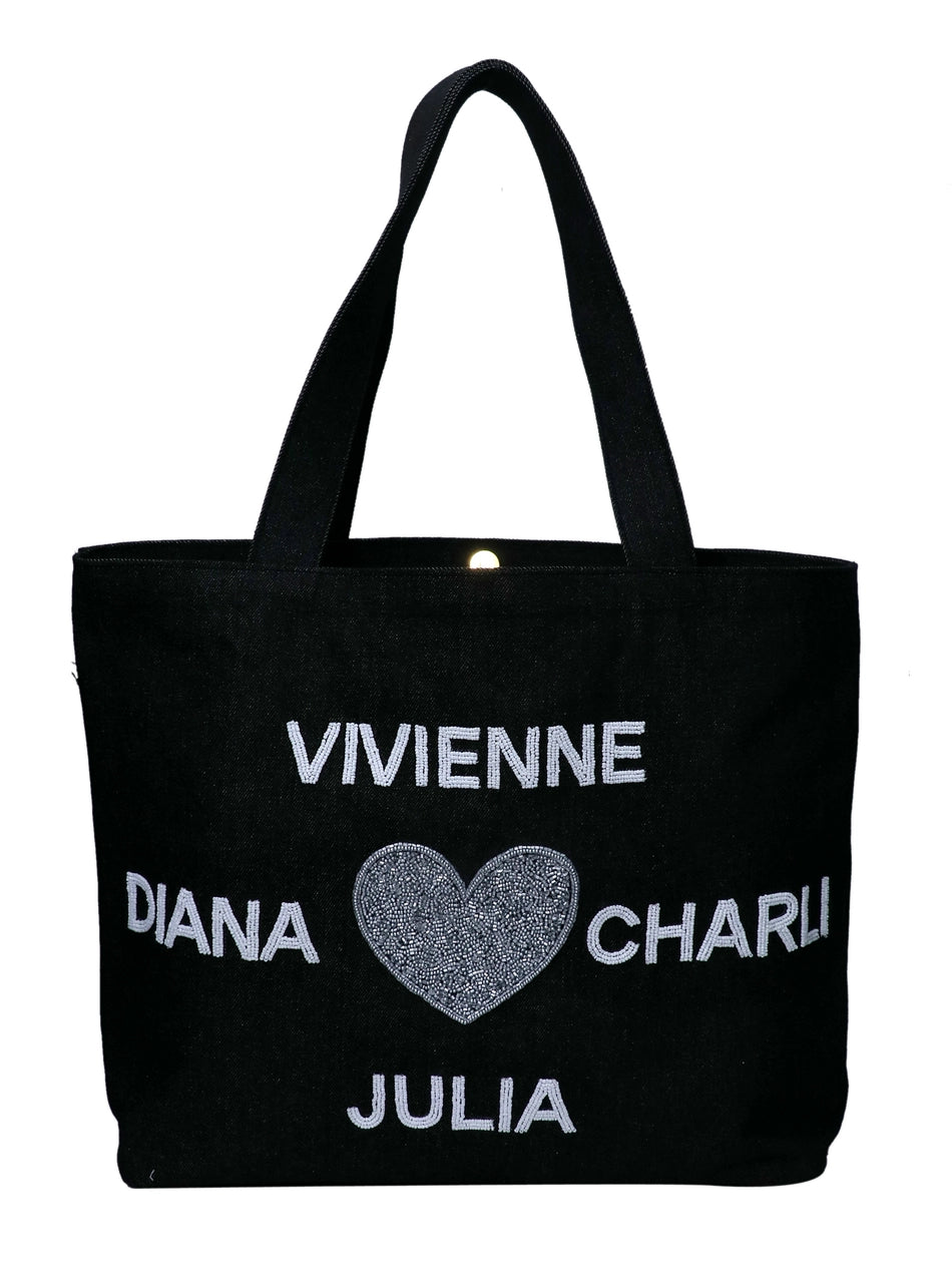 Beaded Tote - Heart with Multiple Names