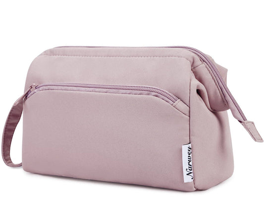 Wide-open Toiletry Make up Bag - Dusty Rose