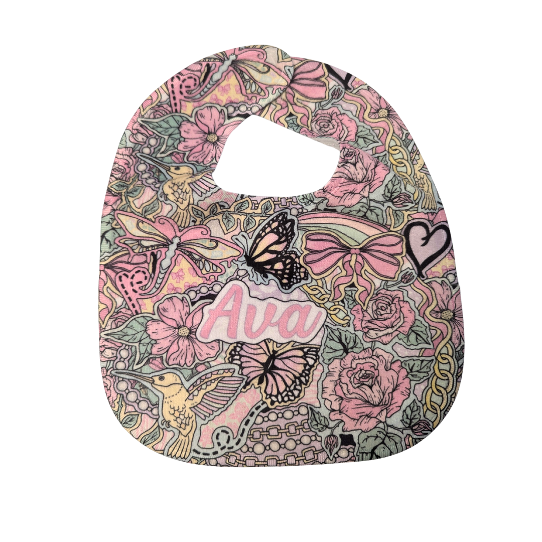 Graffiti Flowers Bib