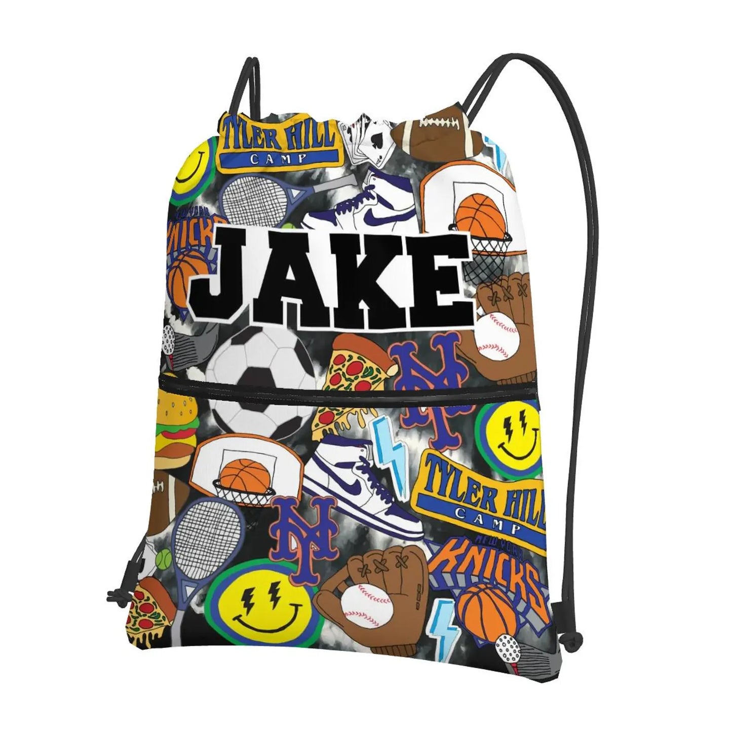 Sticker Style Cinch Knapsack - Camp Boy