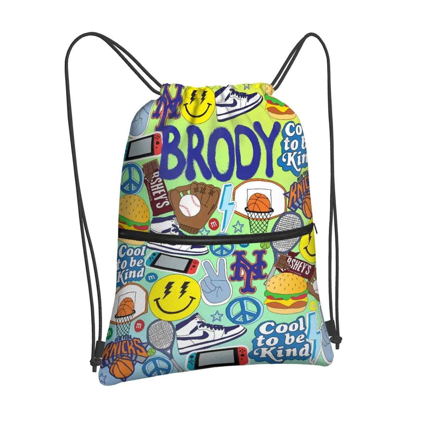 Sticker Style Cinch Knapsack - Cool Dude