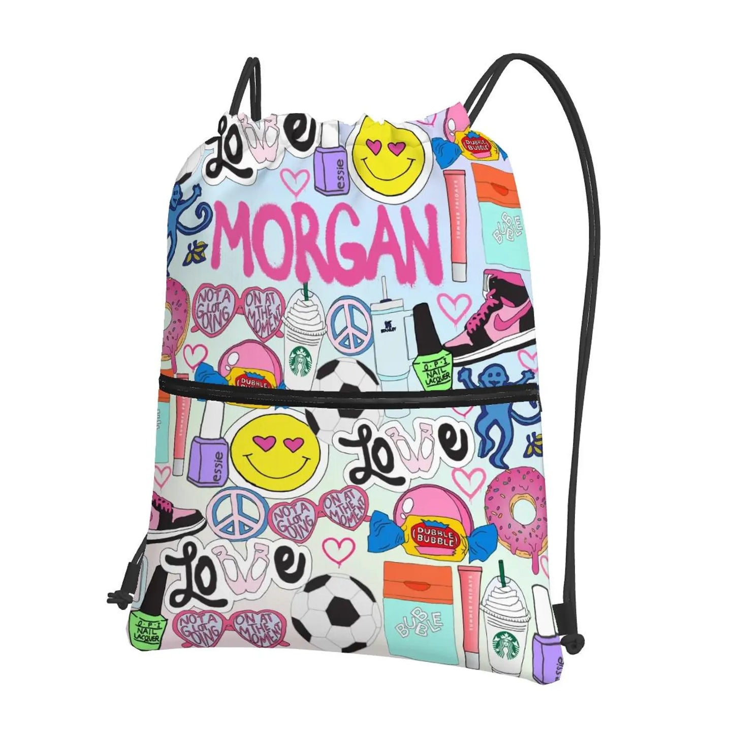 Sticker Style Cinch Knapsack - Cool Girl