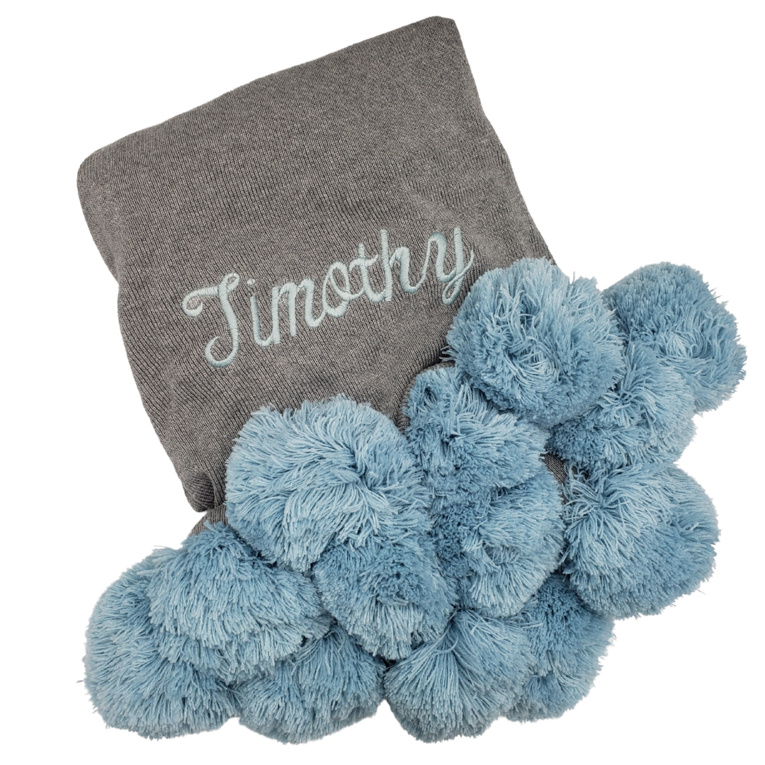 Pompom Blanket - Blue