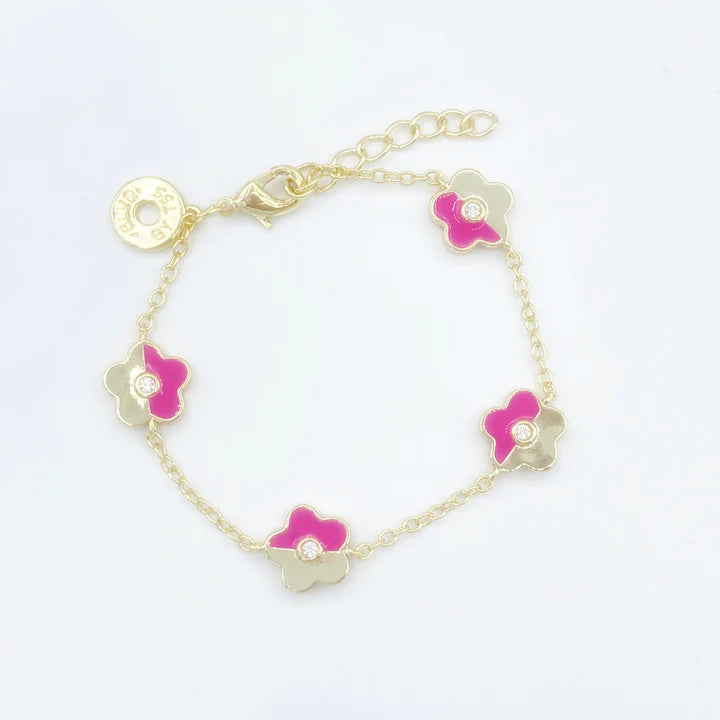 Bracelet - Enamel & Gold Flower