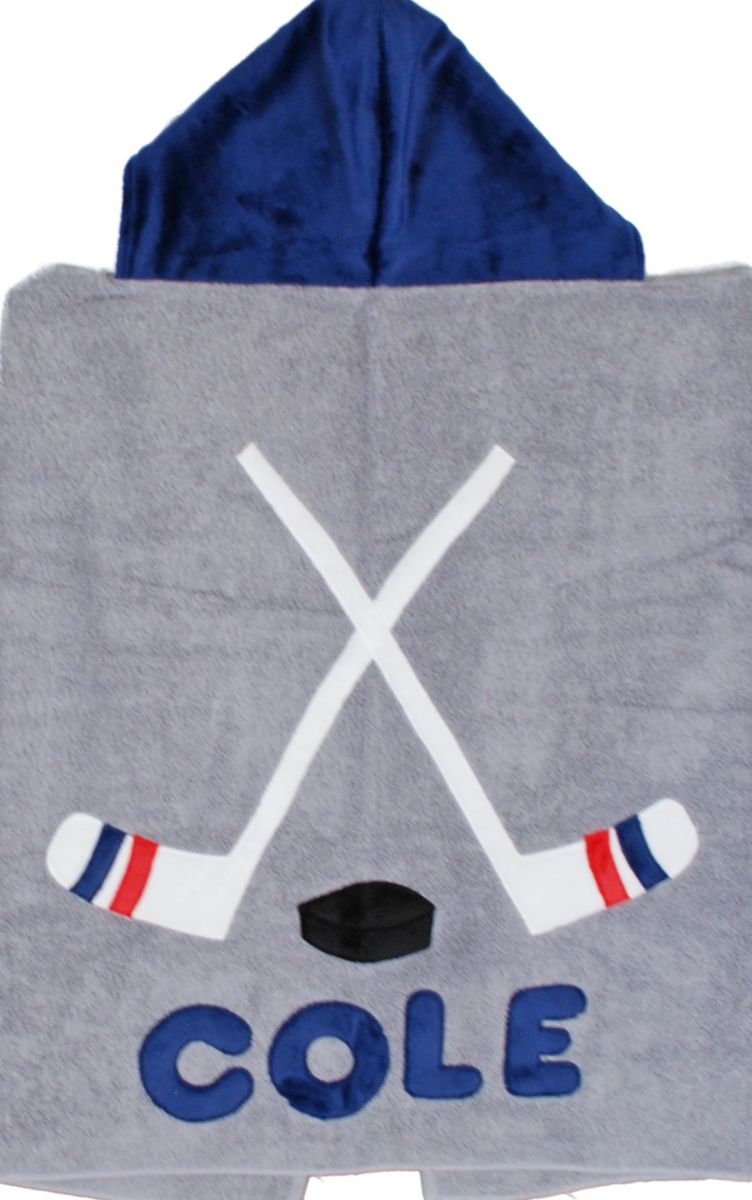 Hockey Sticks Plush Minky Hooded Towel