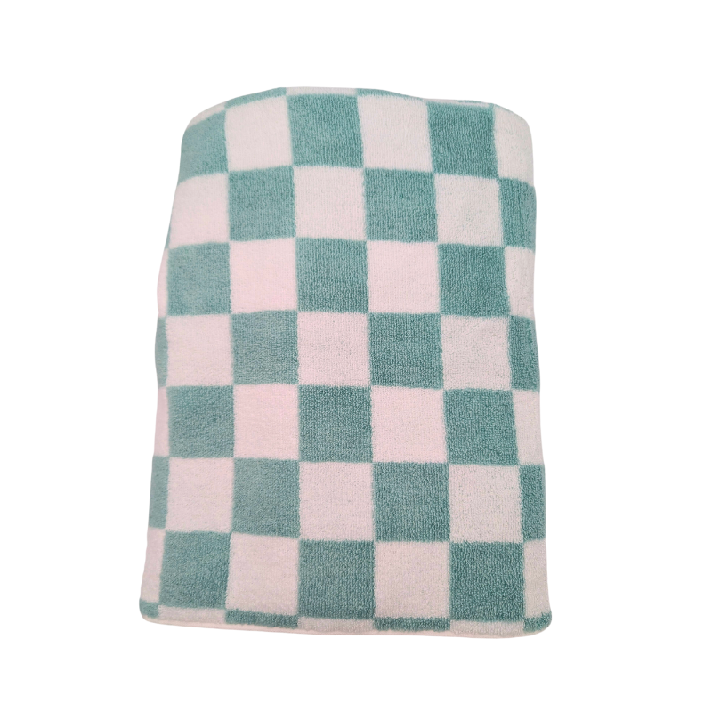 Hooded Towel - Sea foam Checker