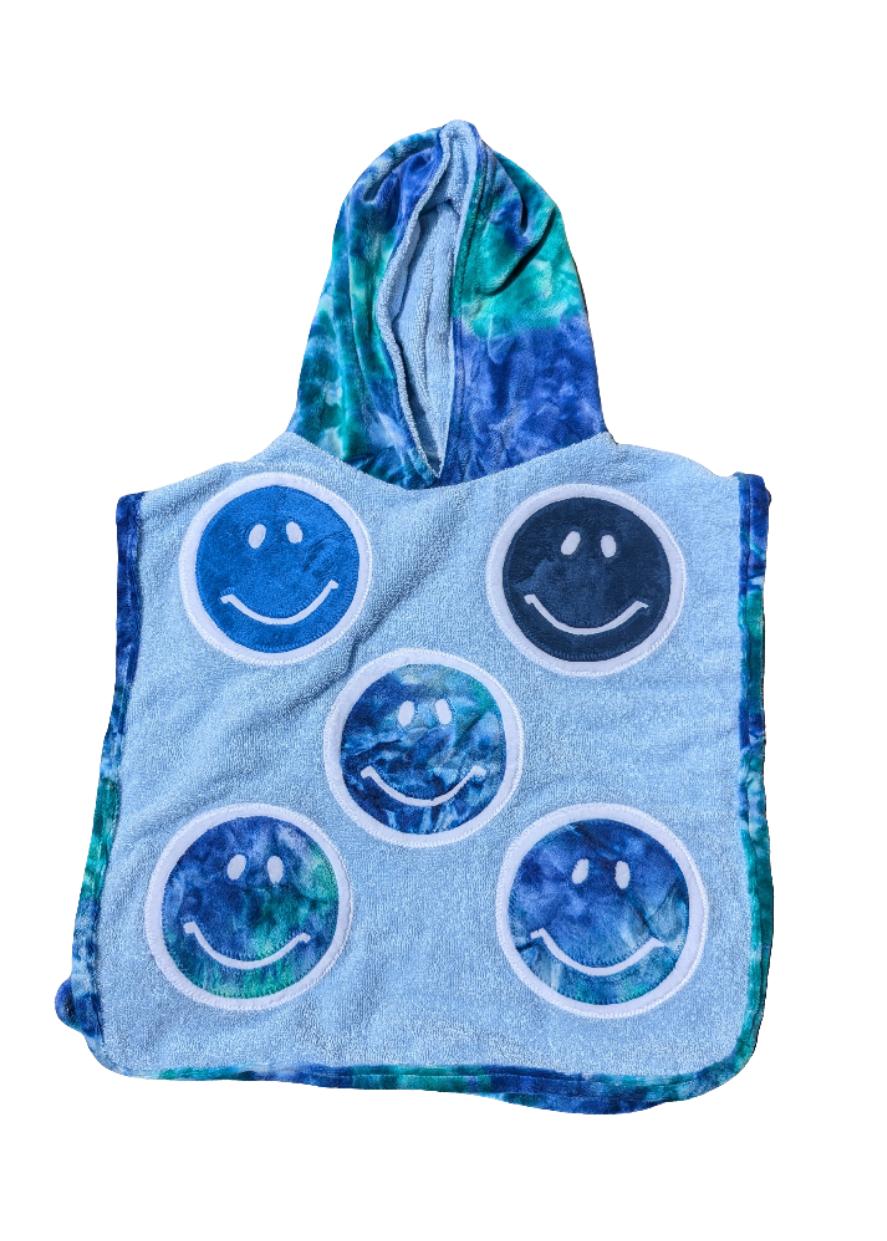 *Stock* Boogie Baby poncho- blue smiley