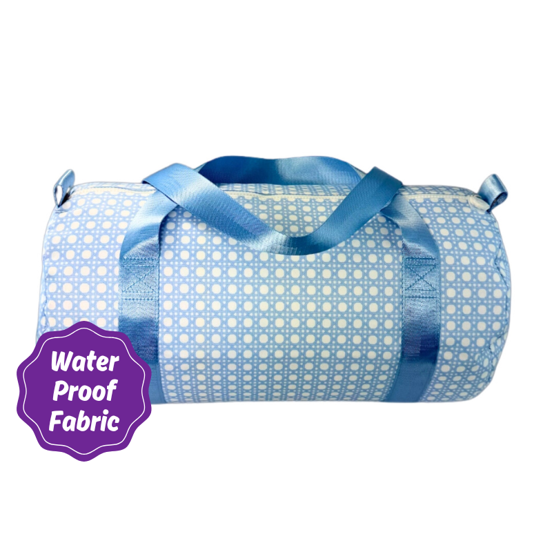 Water Resistant Medium Duffle Bag - Baby Blue Bungalow