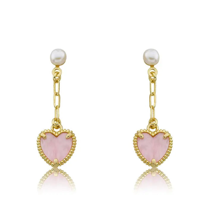 Mother of Pearl Heart Dangle Earrings