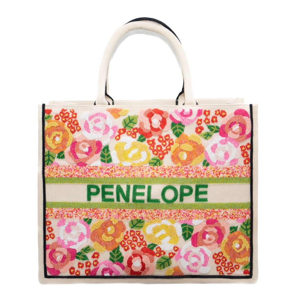 Beaded Tote - Multi Roses