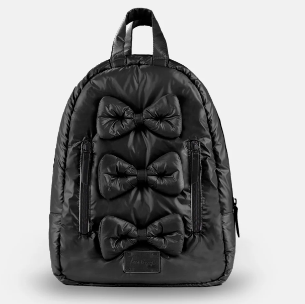 Puffer Knapsack Mini - Bows Black