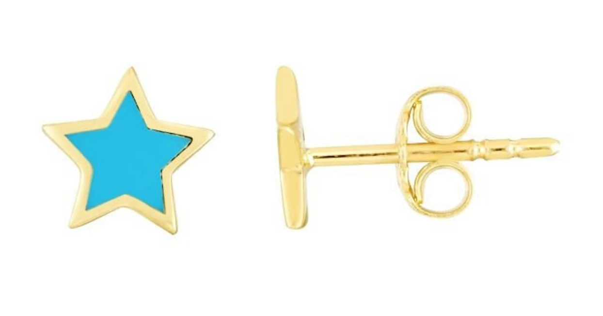 Earrings - Enamel Star Studs - Blue