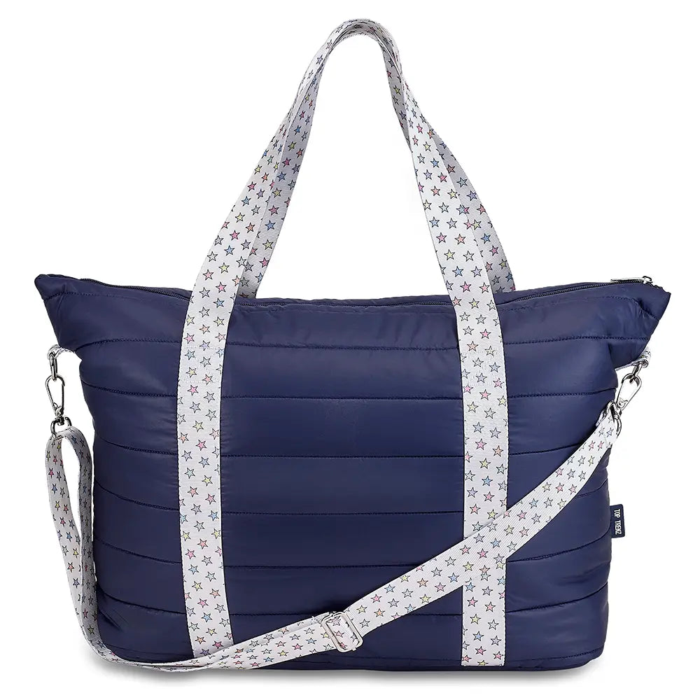 Puffer Weekender - Navy with Rainbow Star Strap