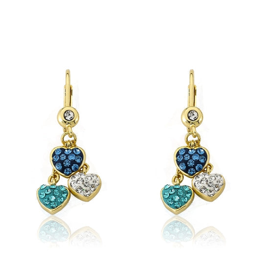 Earrings - Triple Hearts Blue
