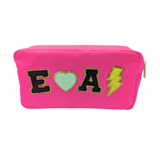Varsity Cosmetic Bag - Hot Pink