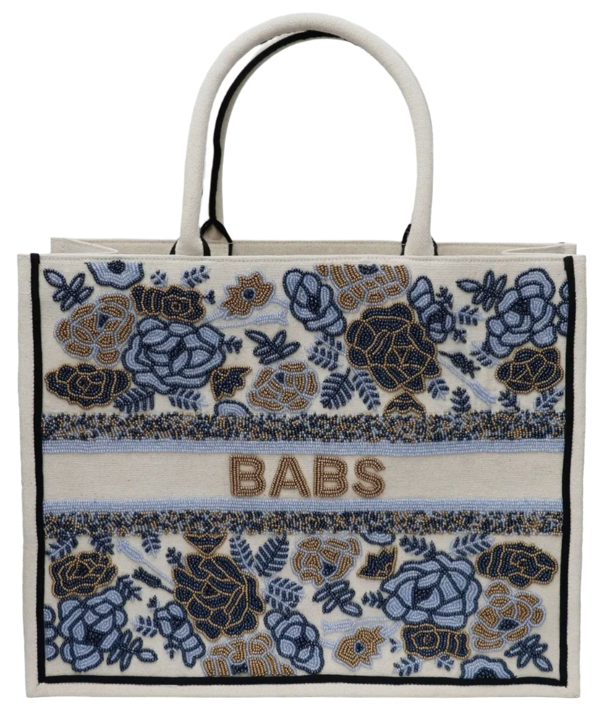 Beaded Tote - Blue Rose