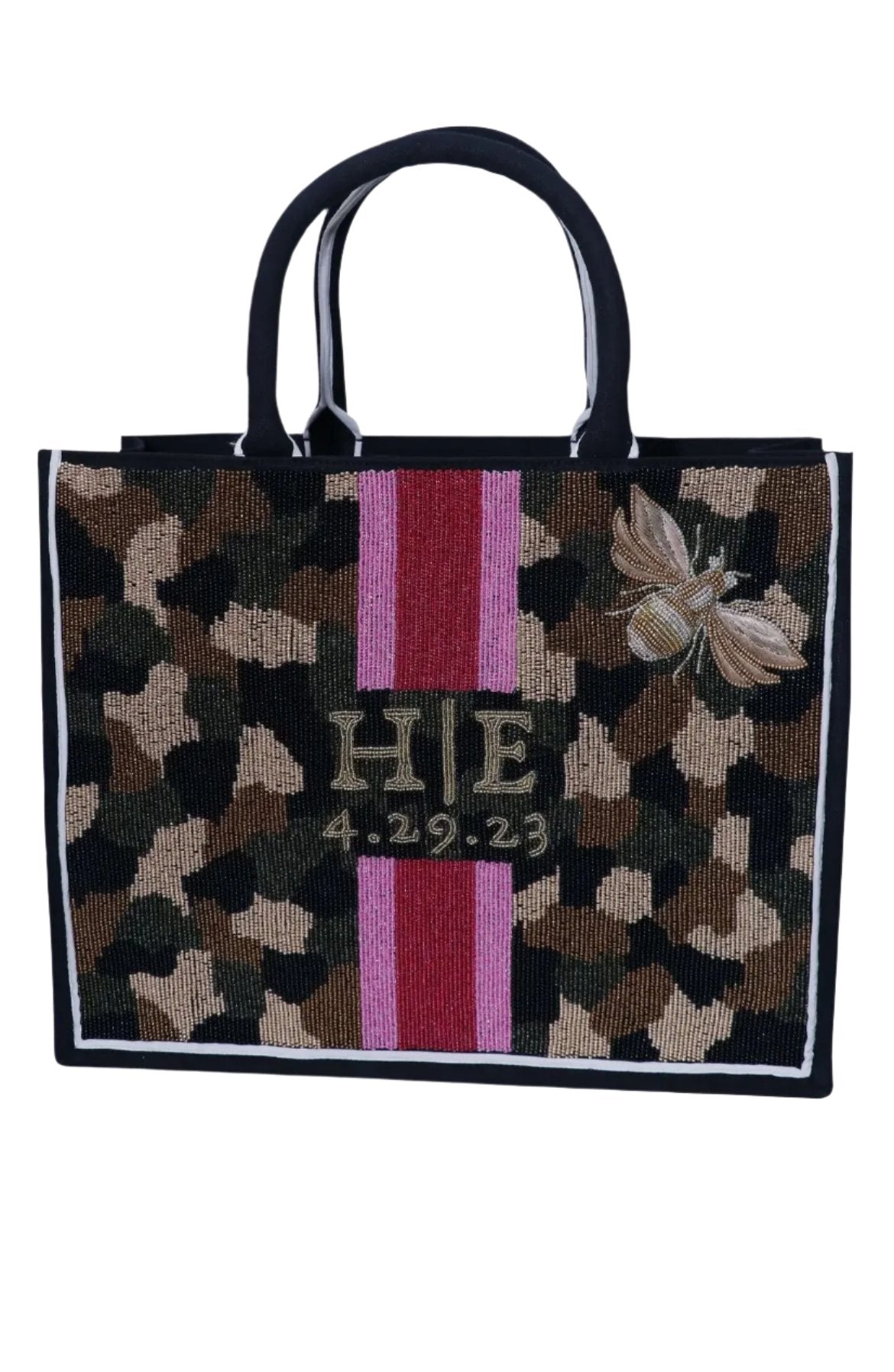 Beaded Tote - Camo Bee
