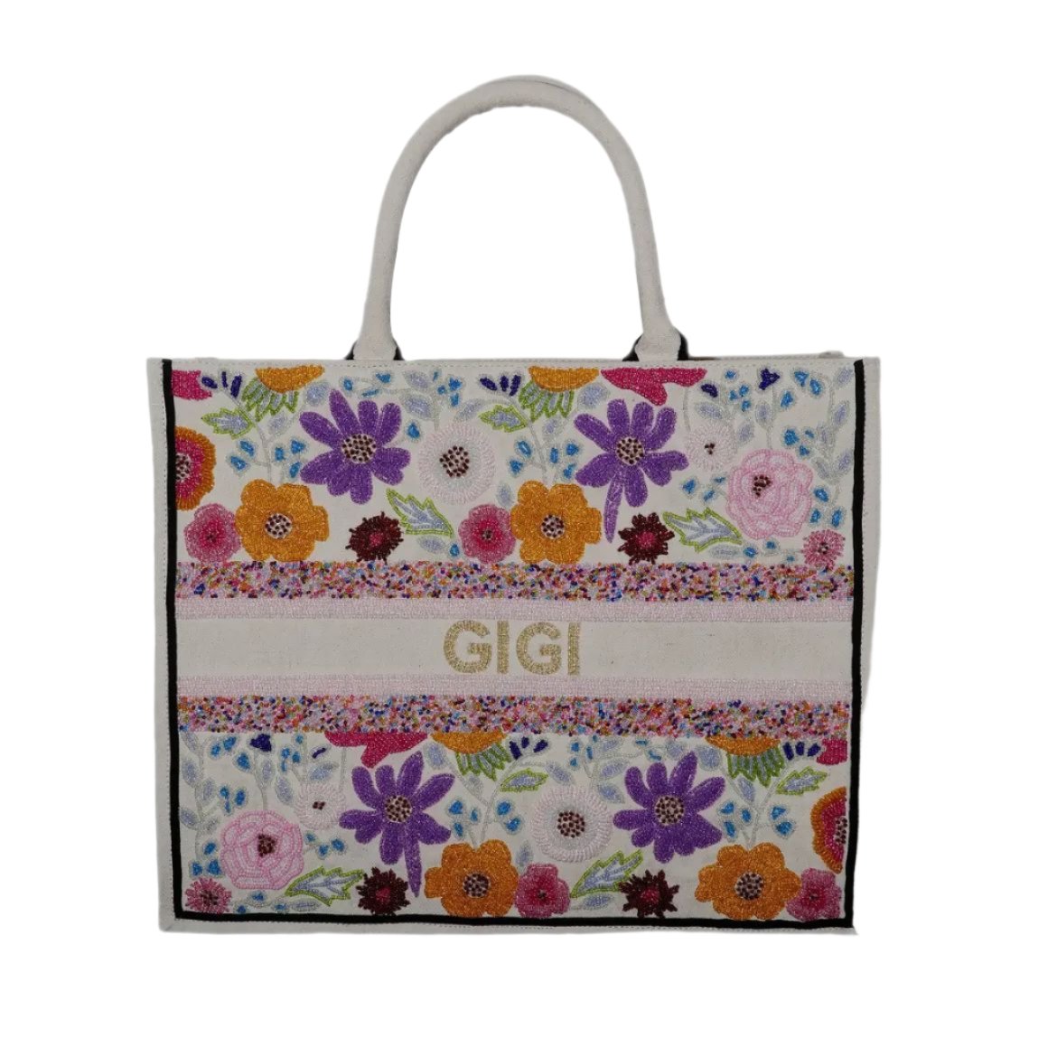 Beaded Tote - Bright Florals