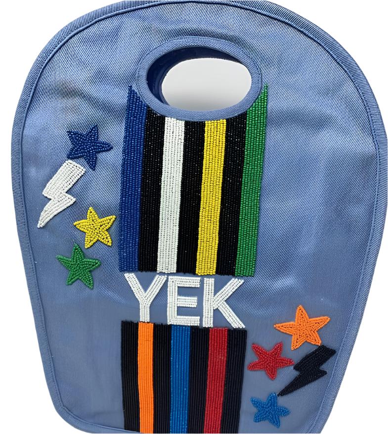 Beaded Keyhole Bag - Stripes, stars and bolts