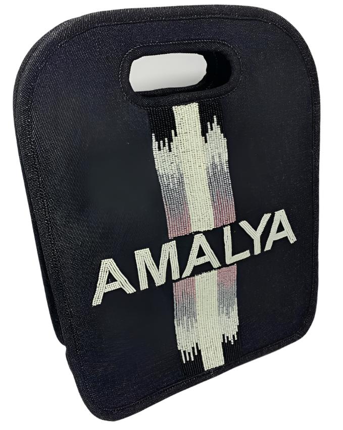 Beaded Keyhole Bag - Pink and Blue Ombre Stripe