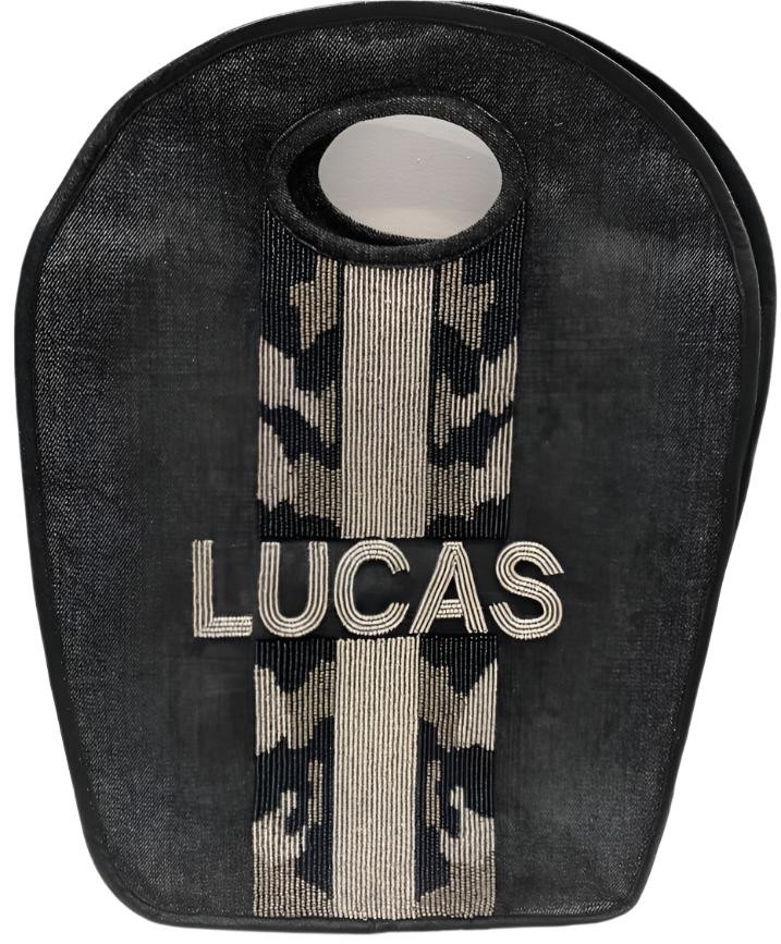 Beaded Keyhole Bag - Metallic Camo Stripe