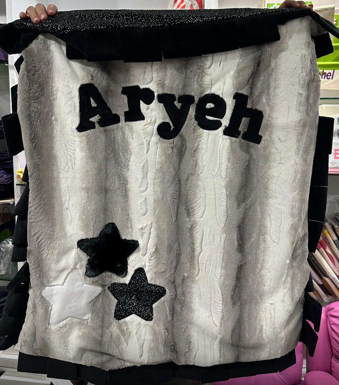 Basic Triple Stars - Grey Tones Plush Minky Blanket