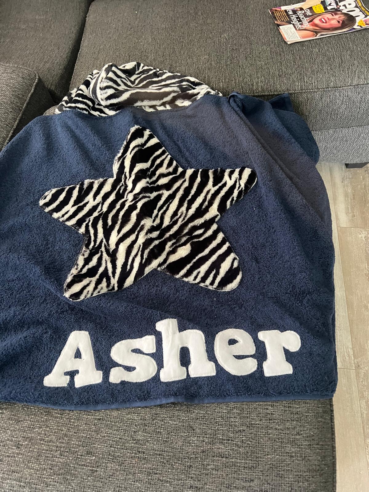 Zebra Stipe Plush Minky Hooded Towel