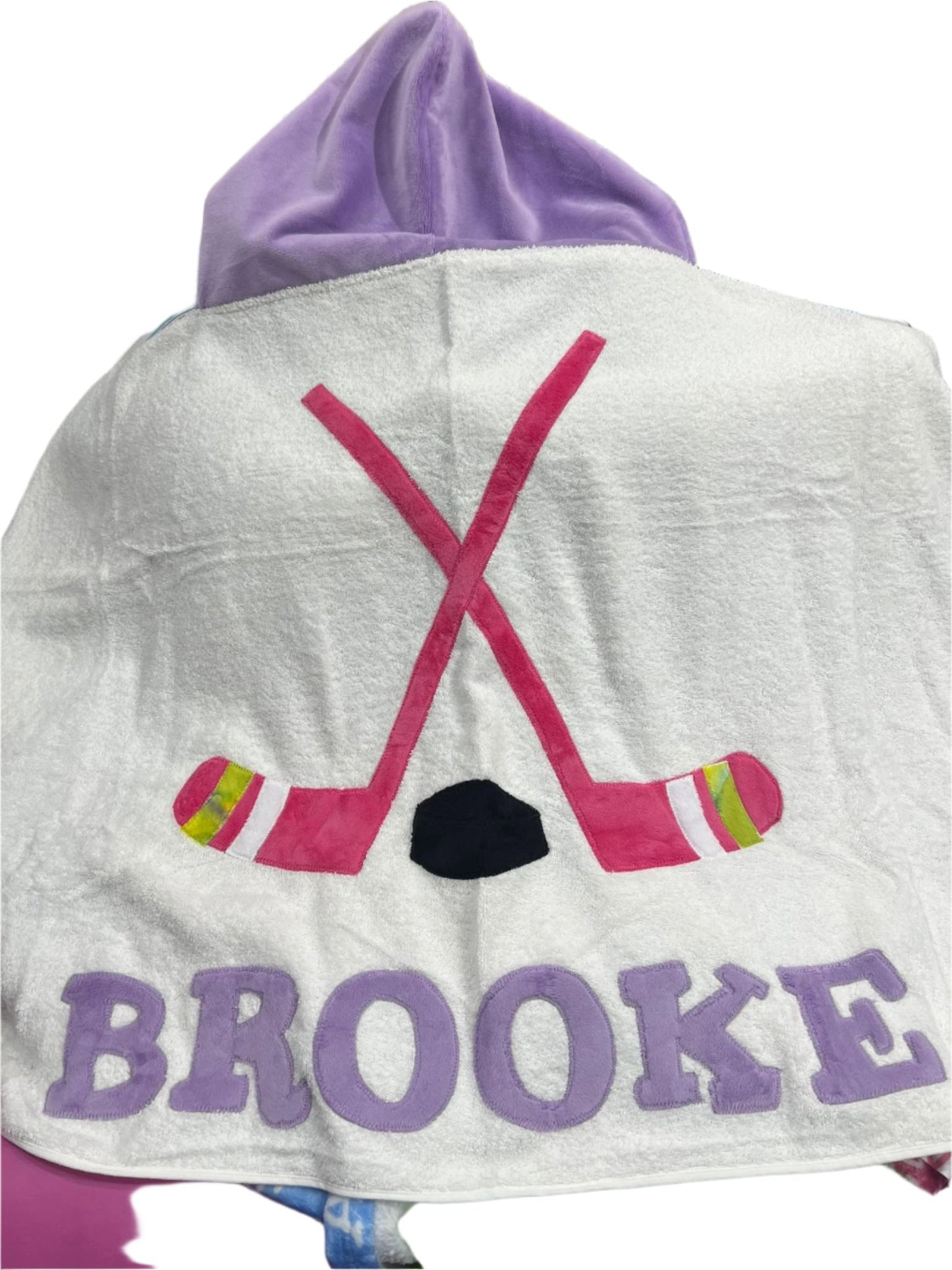 Hockey for Girls Plush Minky Hooded Towel