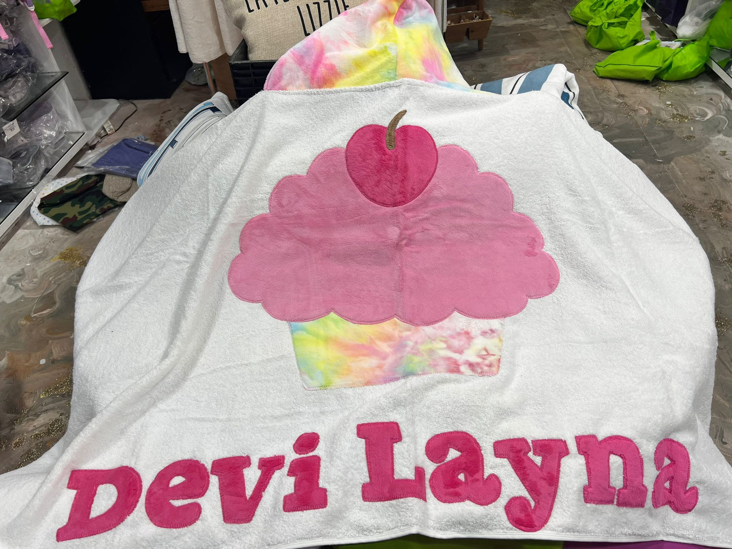 Cupcake Minky Hooded Towel