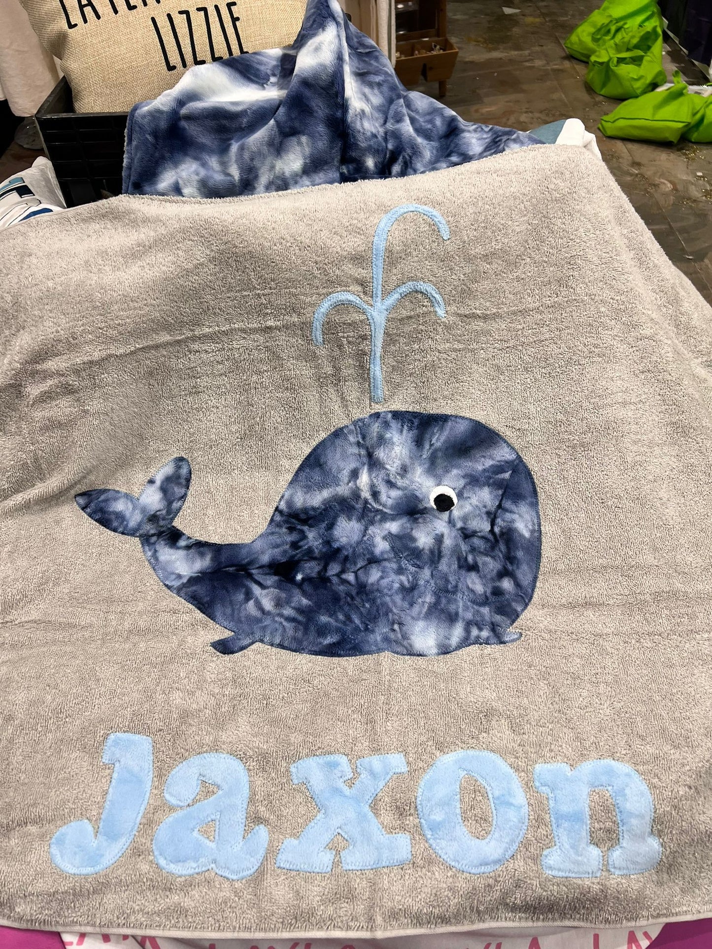 Whale Plush Minky Hooded Towel