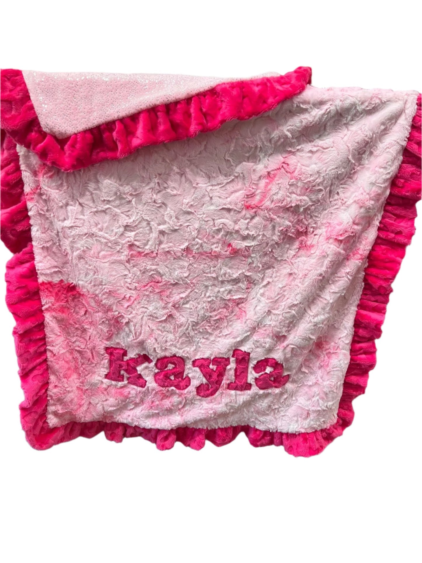 Name Game Pink on Pink Minky Blanket Girl