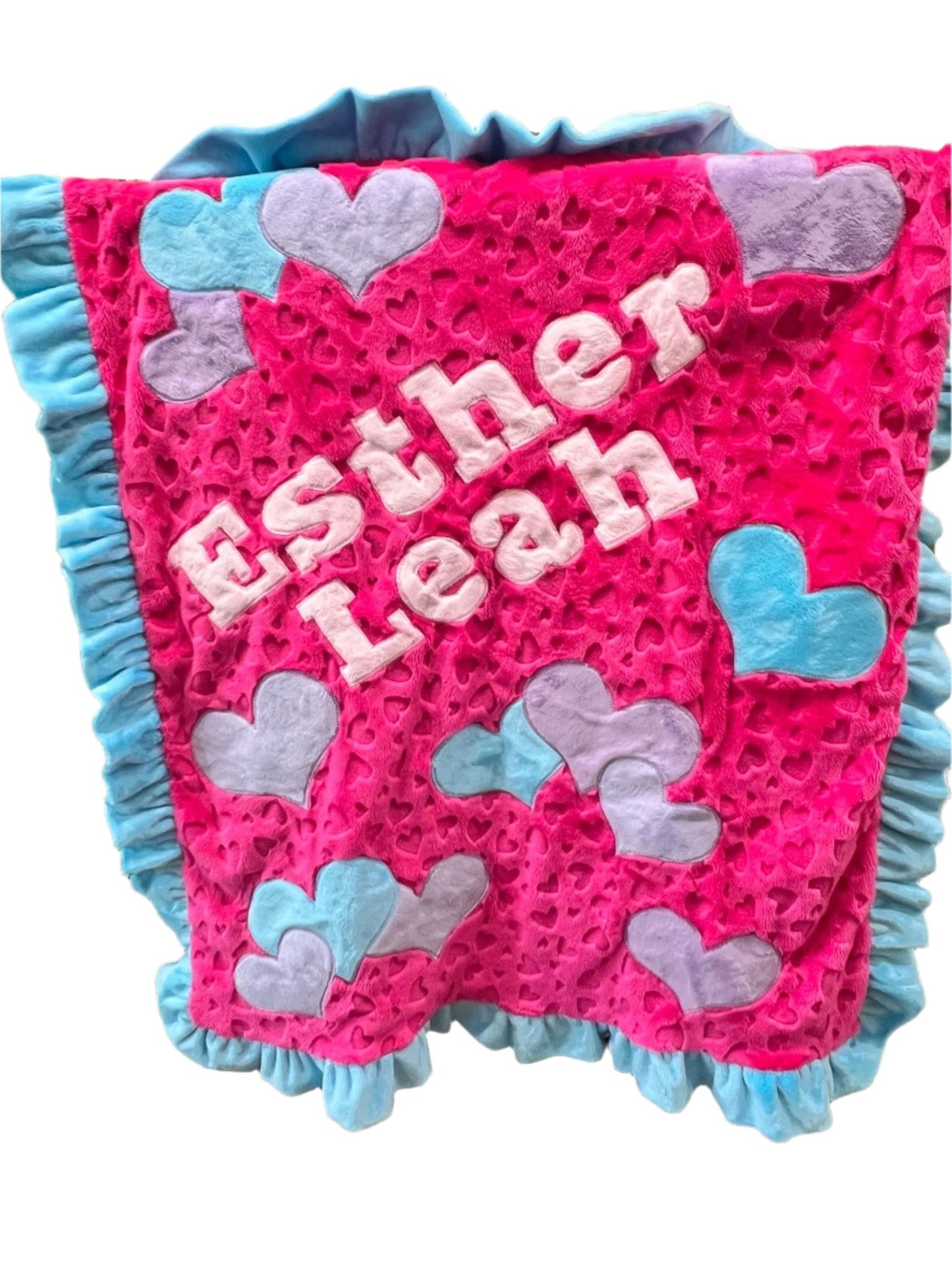 Embossed Hearts Plush Minky Blanket