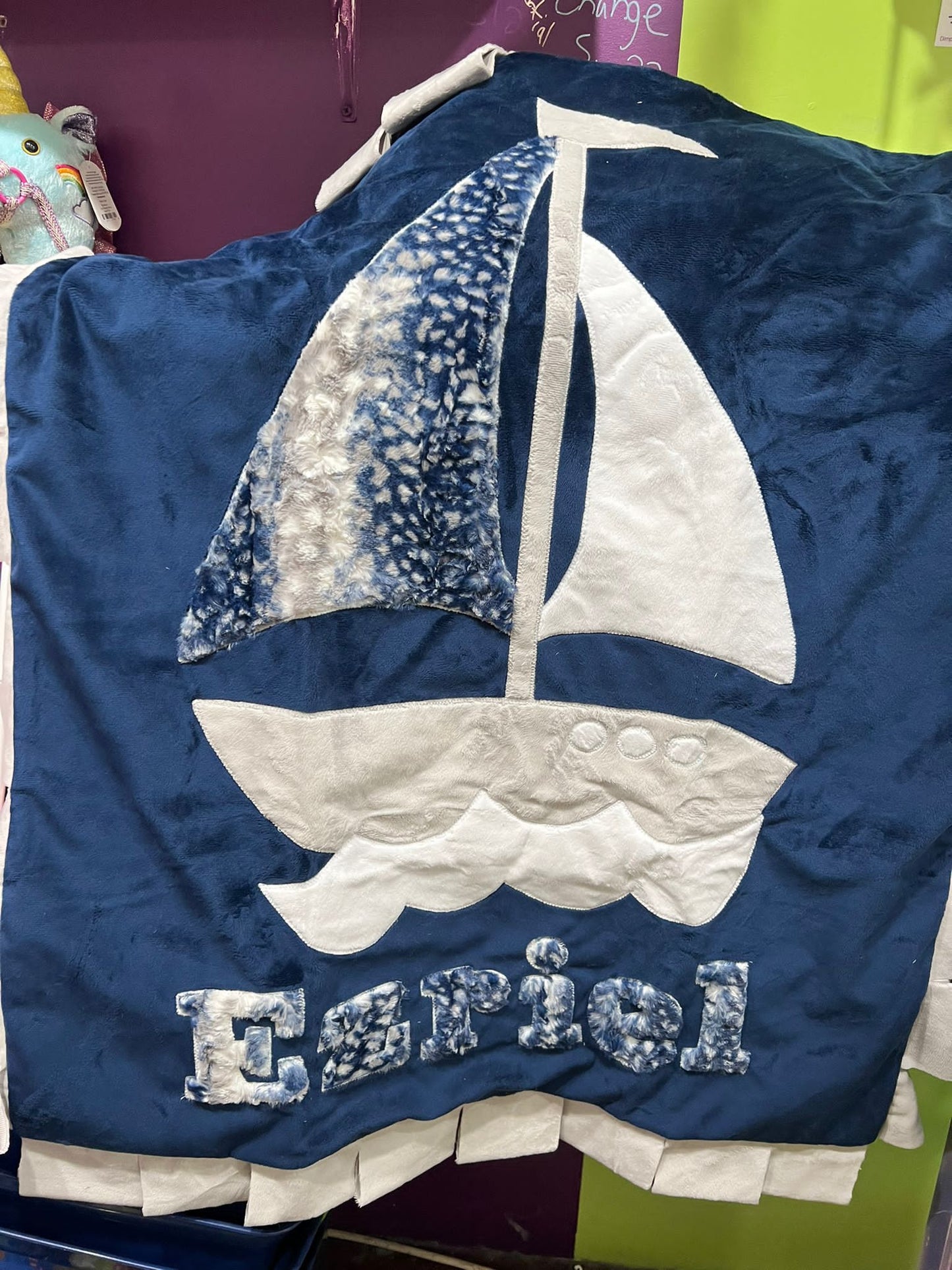 Sailboat Plush Minky Blanket