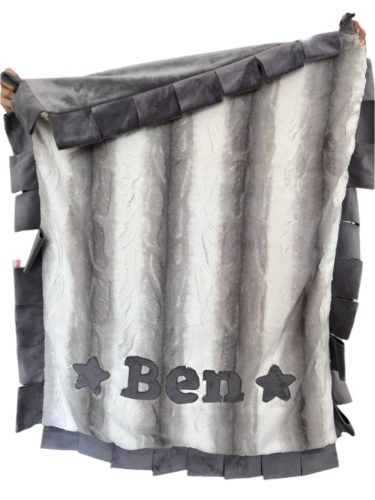 Name Game Grey Plush Minky Blanket