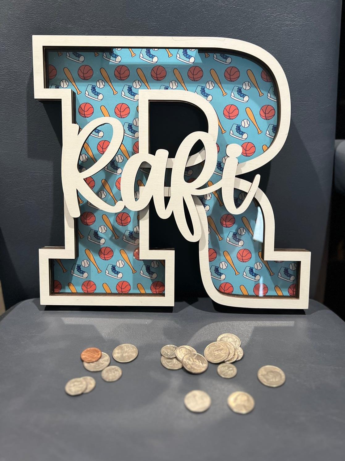 Custom Letter Coin Bank - Sports